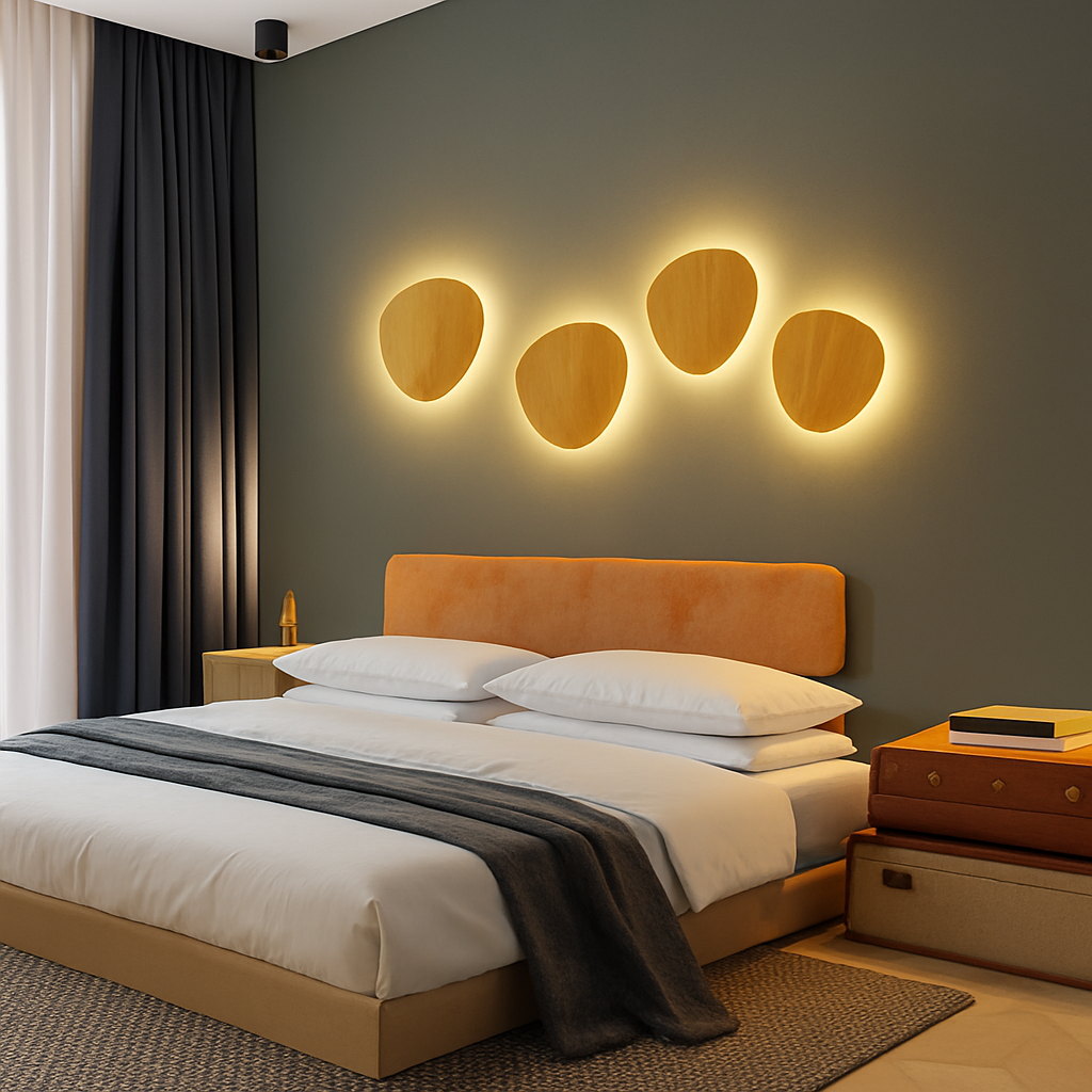 Scandinavische LED wandlamp in ovale houten vorm