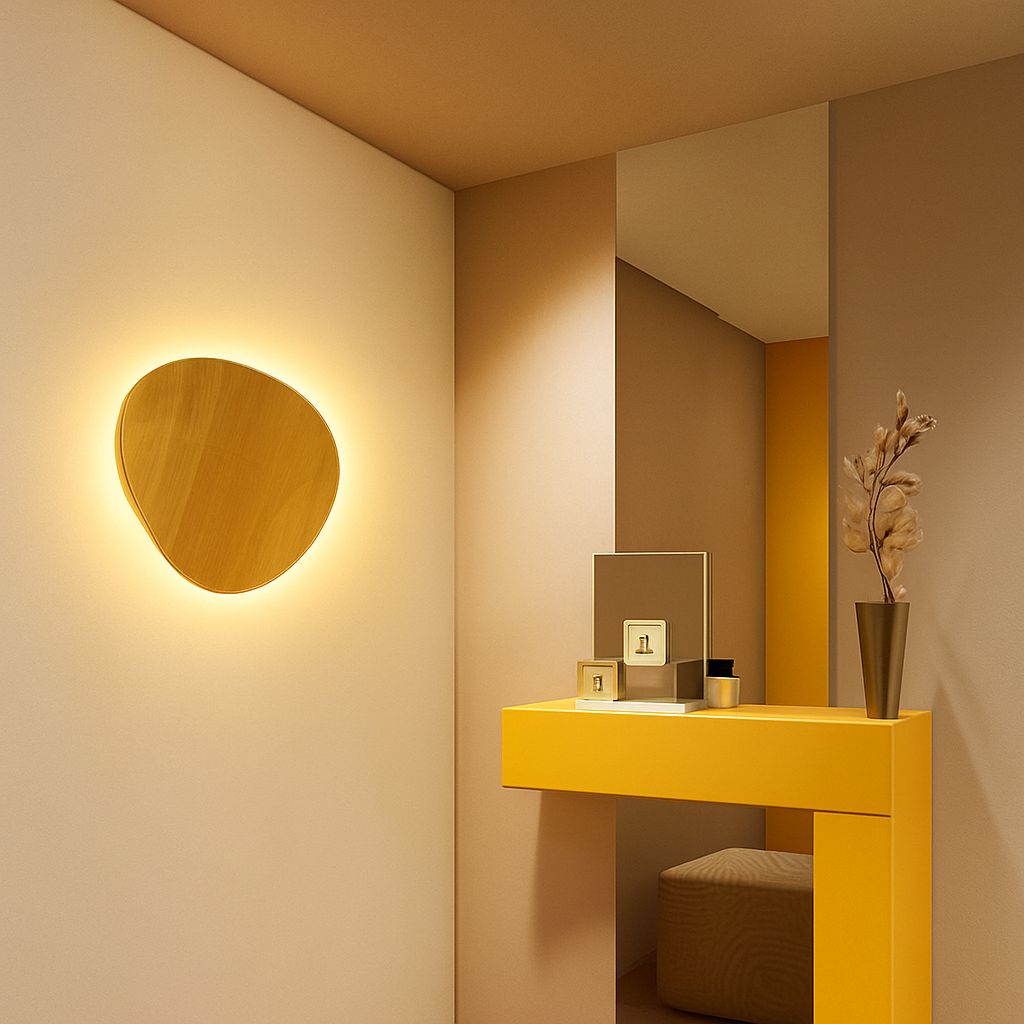 Scandinavische LED wandlamp in ovale houten vorm