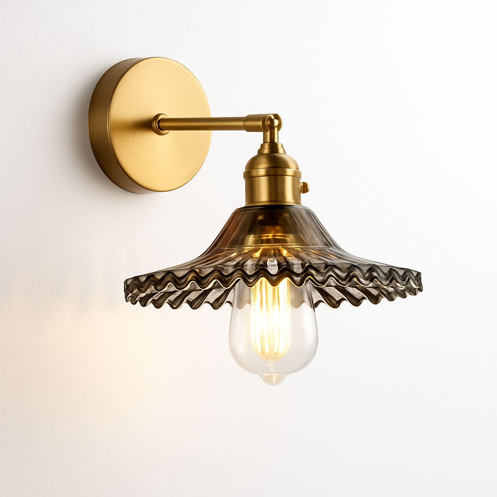 Vintage Wandlamp in Messing