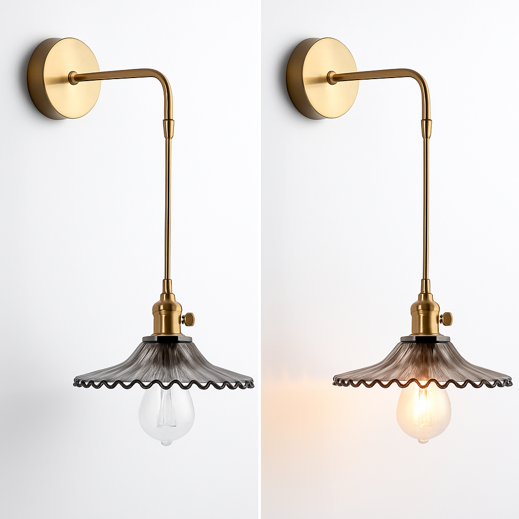 Vintage Wandlamp in Messing