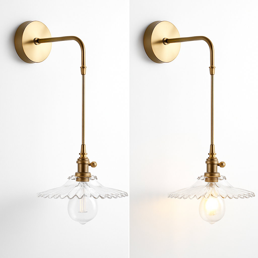 Vintage Wandlamp in Messing