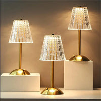 Elegante LED-tafellamp met kristallen kap en gouden afwerking – touch-aansteking