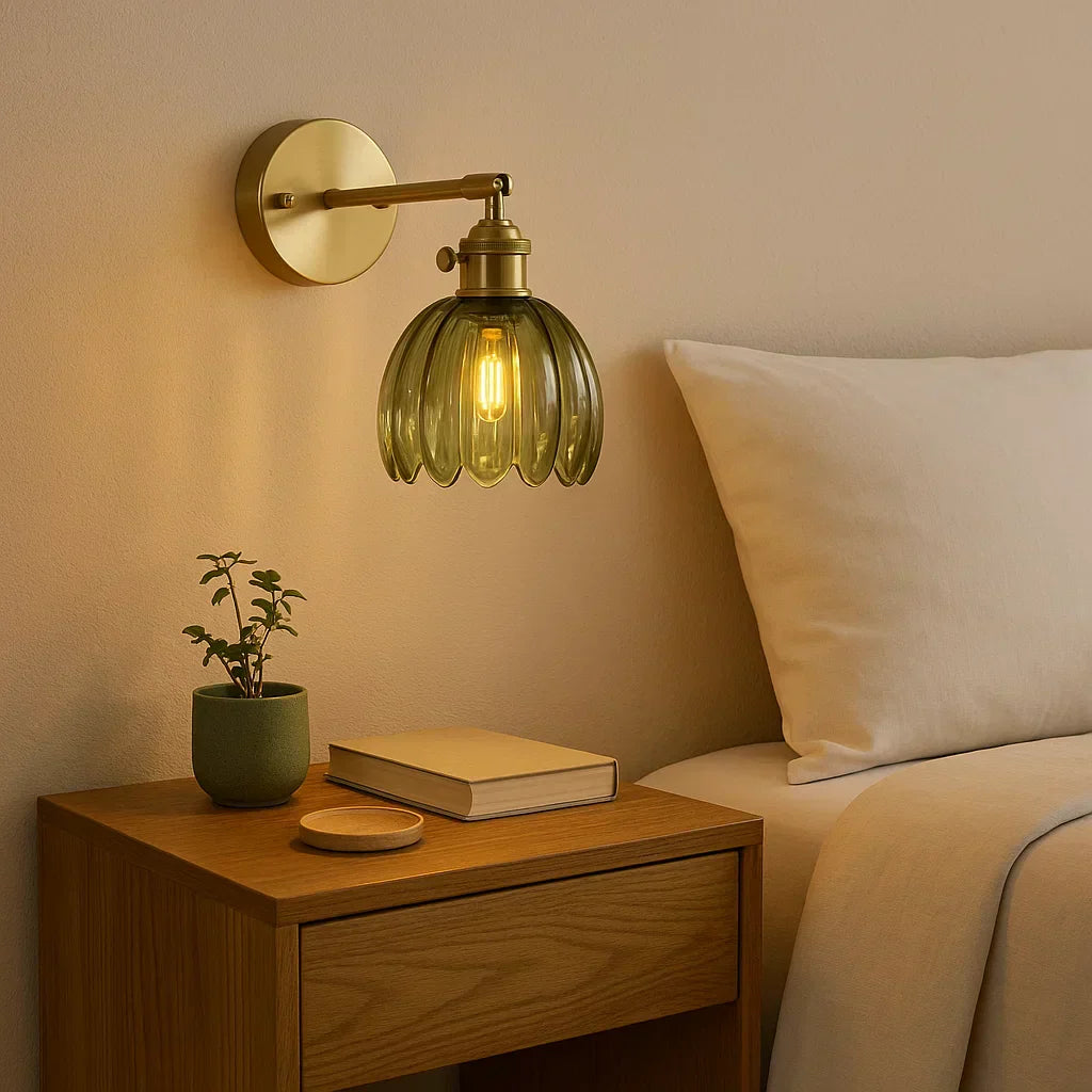 Skanto | Retro Wandlamp met Tulpen Glazen Schaduw | Vintage Stijl
