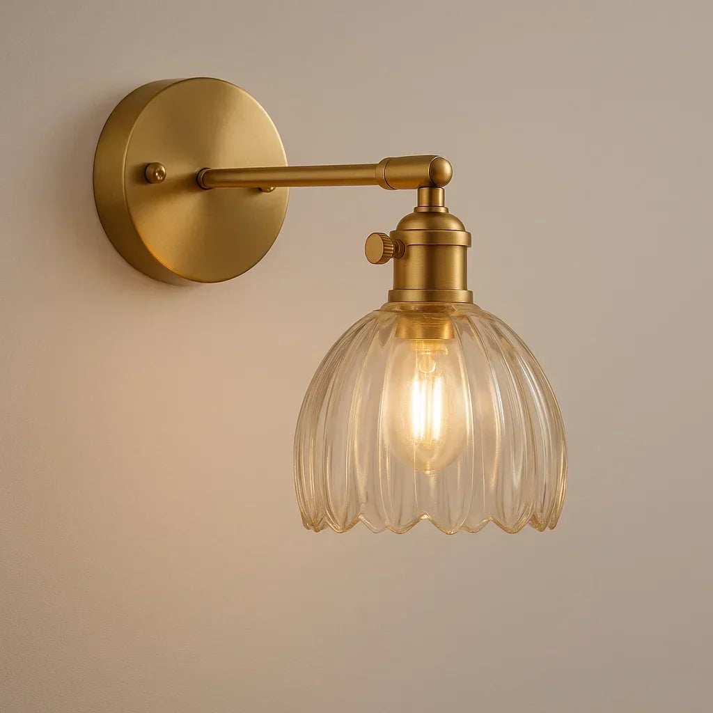 Skanto | Retro Wandlamp met Tulpen Glazen Schaduw | Vintage Stijl