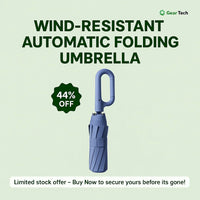 Windbestendige automatische opvouwbare paraplu met grote gesp handvat – Compact en duurzaam