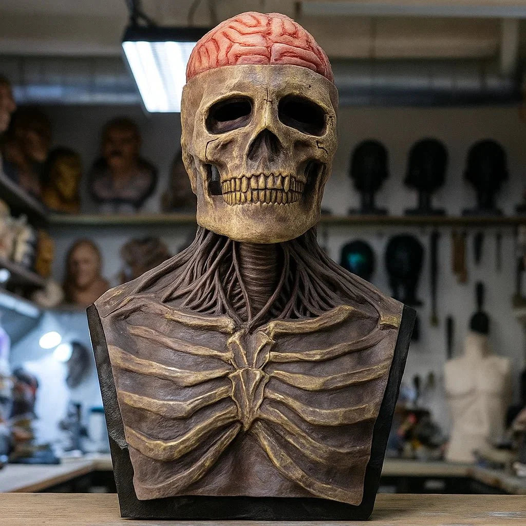 GRAVEFACE – Realistische skelettenmasker met hoed voor ultieme Halloween-kostuum