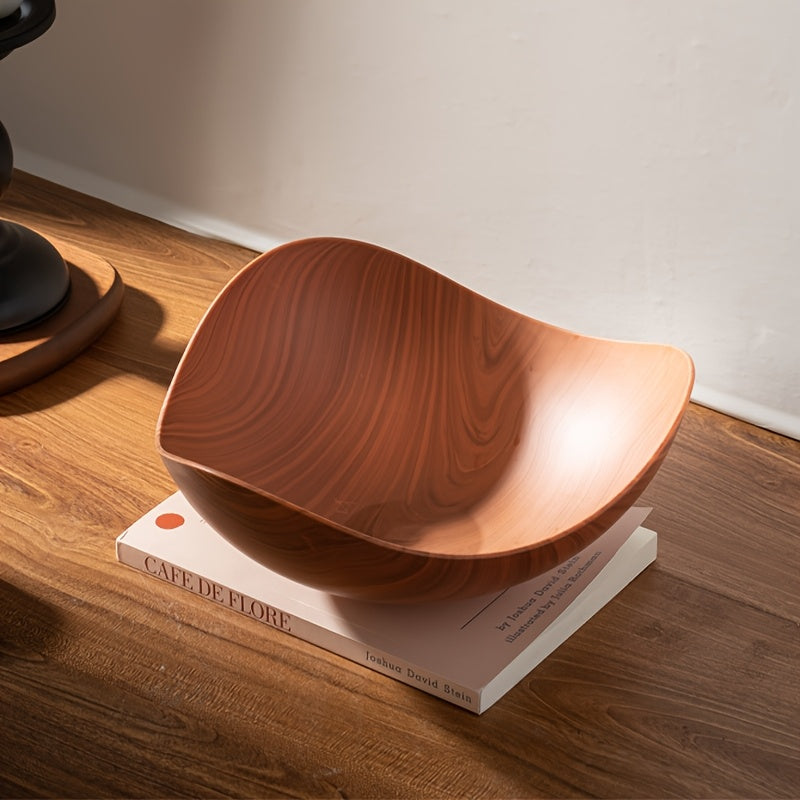 Grote Fruitschaal met Houten Uiterlijk – Decoratief en Praktisch voor Tafelgebruik