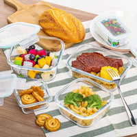 Skanto | 8-Pack Glazen Maaltijdcontainers – Luchtdichte Maaltijd Voorbereiding Bento-dozen met lekvrije, vergrendelbare deksels, magnetron-, oven-, vriezer- en vaatwasmachinebestendig, BPA-vrij