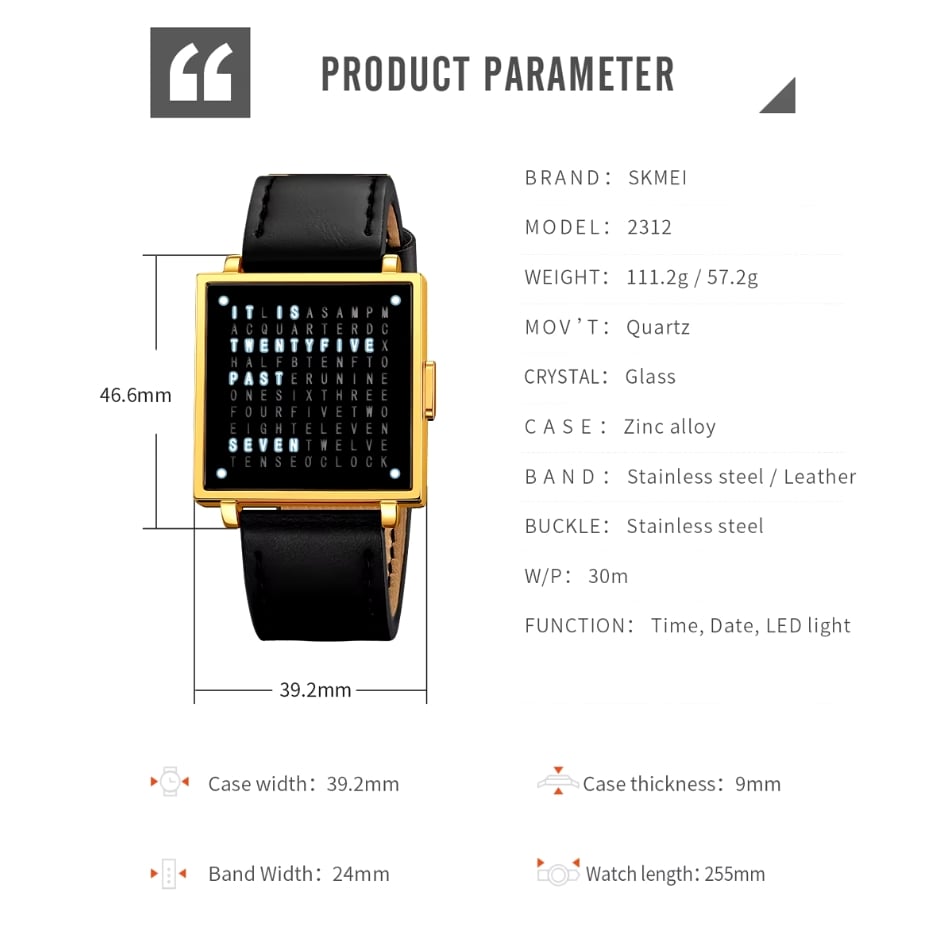 LexoTime - Unisex Tekst Horloge