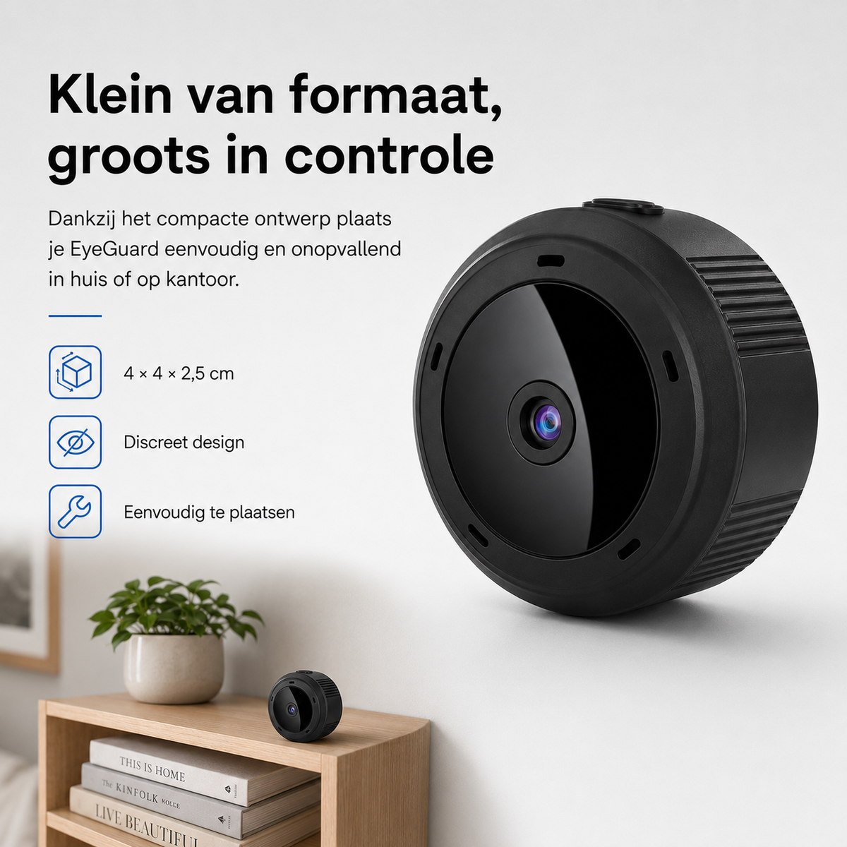 EyeGuard | Compacte WiFi Beveiligingscamera met HD Nachtzicht