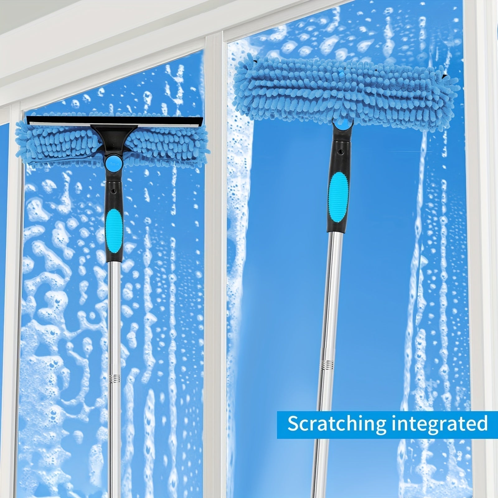 Skanto | Crystal Clear Raamreiniger – Professioneel 2-in-1 Telescoop Raam en Glas Reinigingssysteem