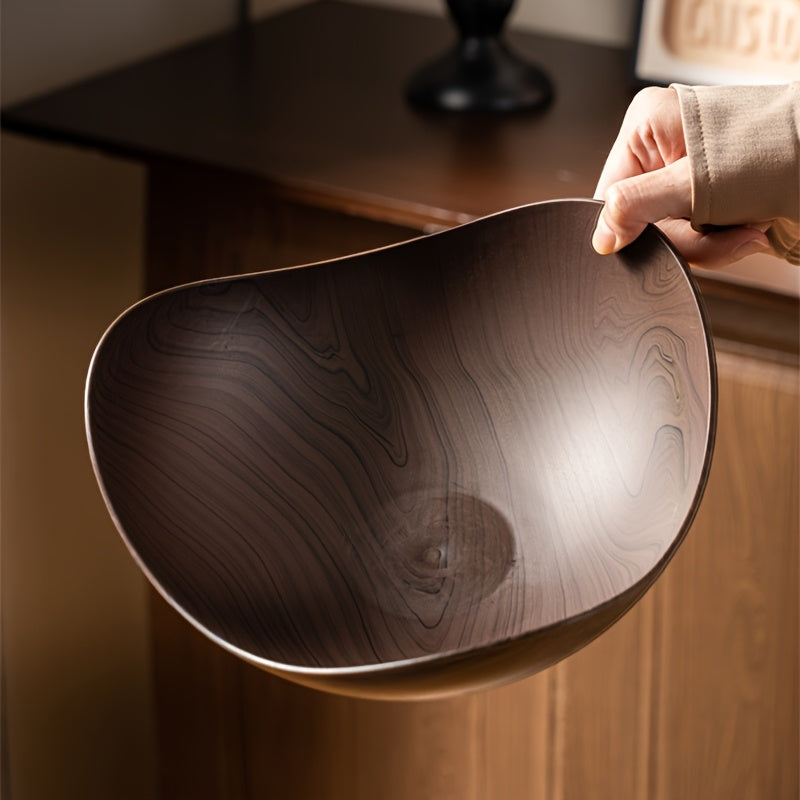 Grote Fruitschaal met Houten Uiterlijk – Decoratief en Praktisch voor Tafelgebruik