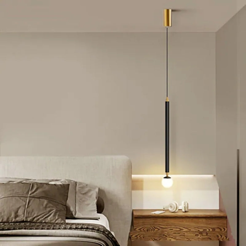 Auri Lineaire Metalen Hanglamp Nachtkastje, Zwart & Goud