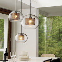Hessa Hedendaagse Gouden Hanglamp, Glas, Globe/Cilindrisch