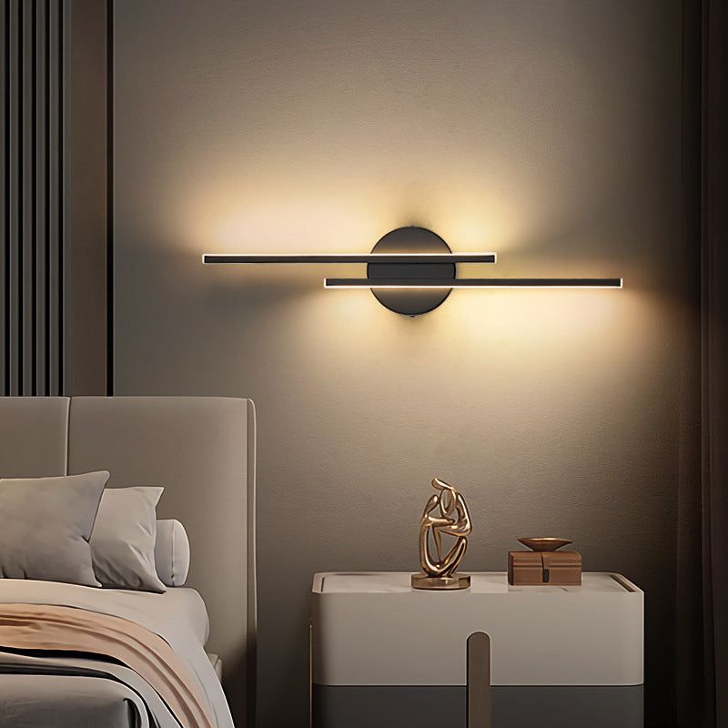 Elgo Moderne Nordic Schijf/Lineaire Metalen LED Wandlamp, Zwart/Wit