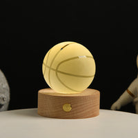 LED 3D Lamp in Kristal – Decoratieve Bol met Houten Basis