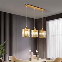 Vina Moderne Cluster Cilinder Glazen Hanglamp, Zwart/Goud