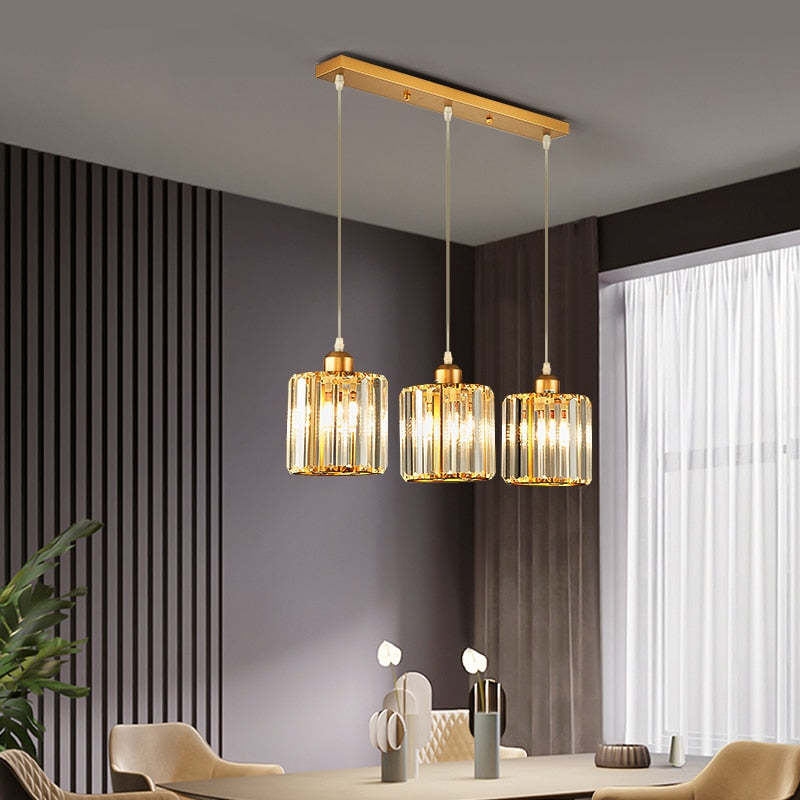 Vina Moderne Cluster Cilinder Glazen Hanglamp, Zwart/Goud