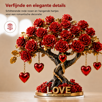 NOBLEHEART GEM – Elegant rozenboom van kristal in de vorm van een hart met gouden basis