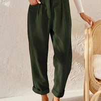 Corduroy broek met hoge taille | Losvallende corduroy broek voor dames, millenniumstijl