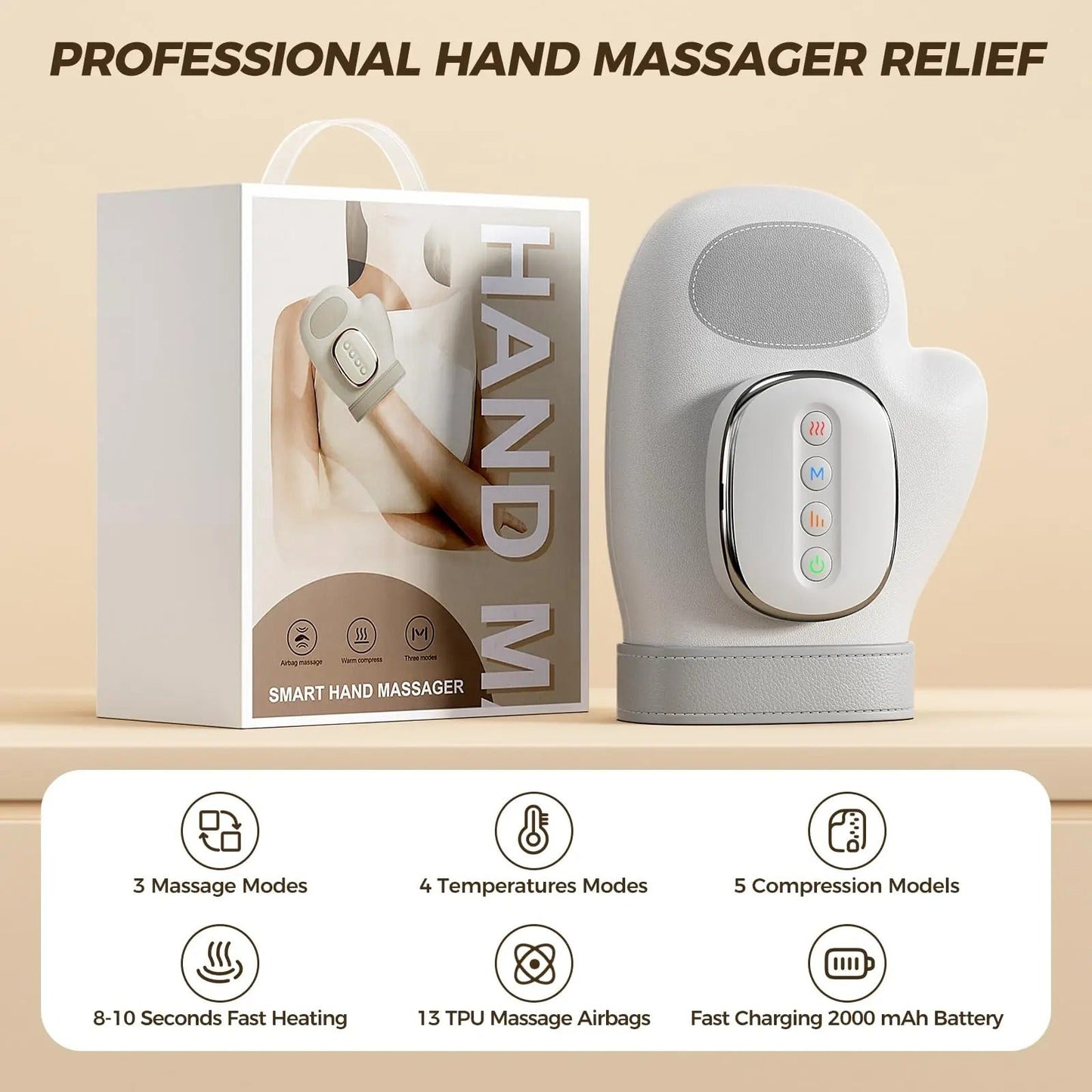 VelaPulse Handmassager Met Warmte En Luchtcompressie