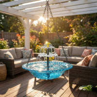 SunCascade™ | Zonne-energie Fontein – Hangende Vogelbad met Waterval, Glas & Draadloos