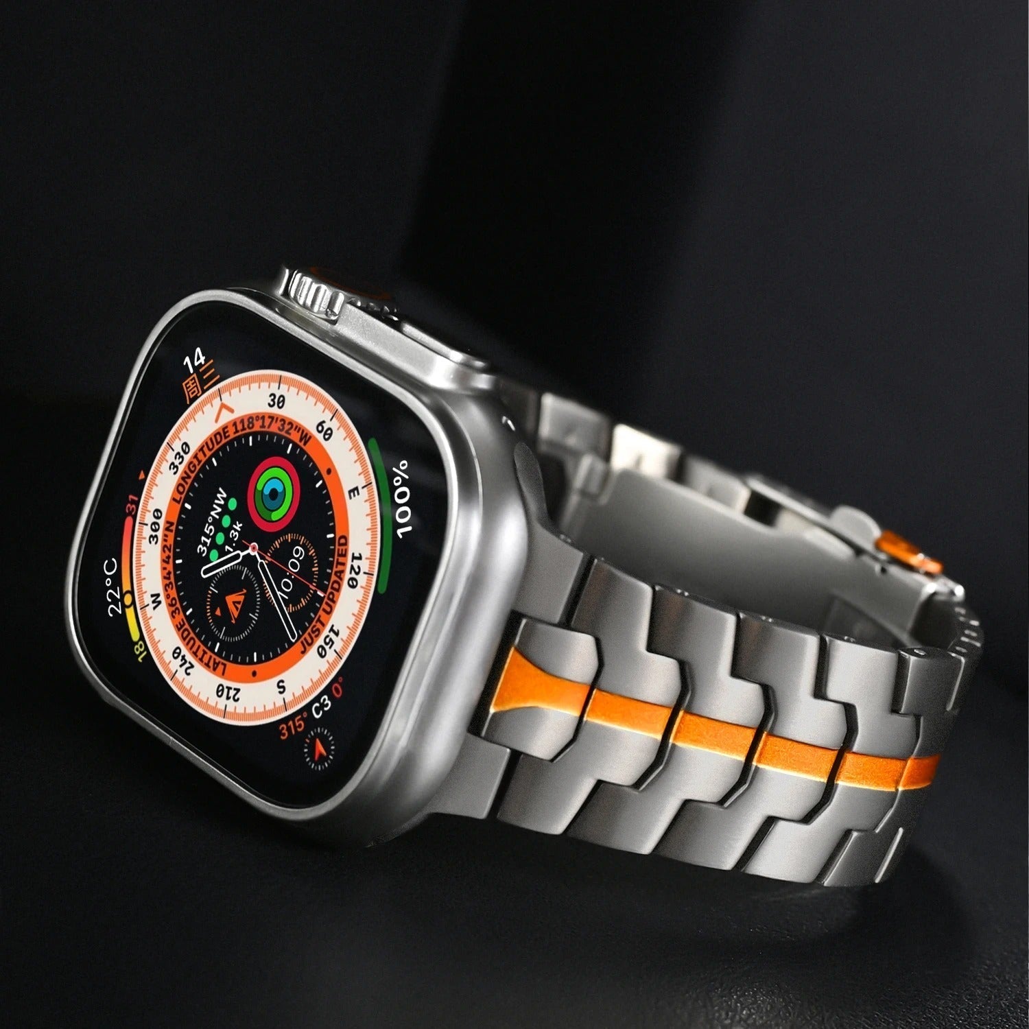 Veralis Titanium Apple Watch Band Met Hypoallergene Sluiting