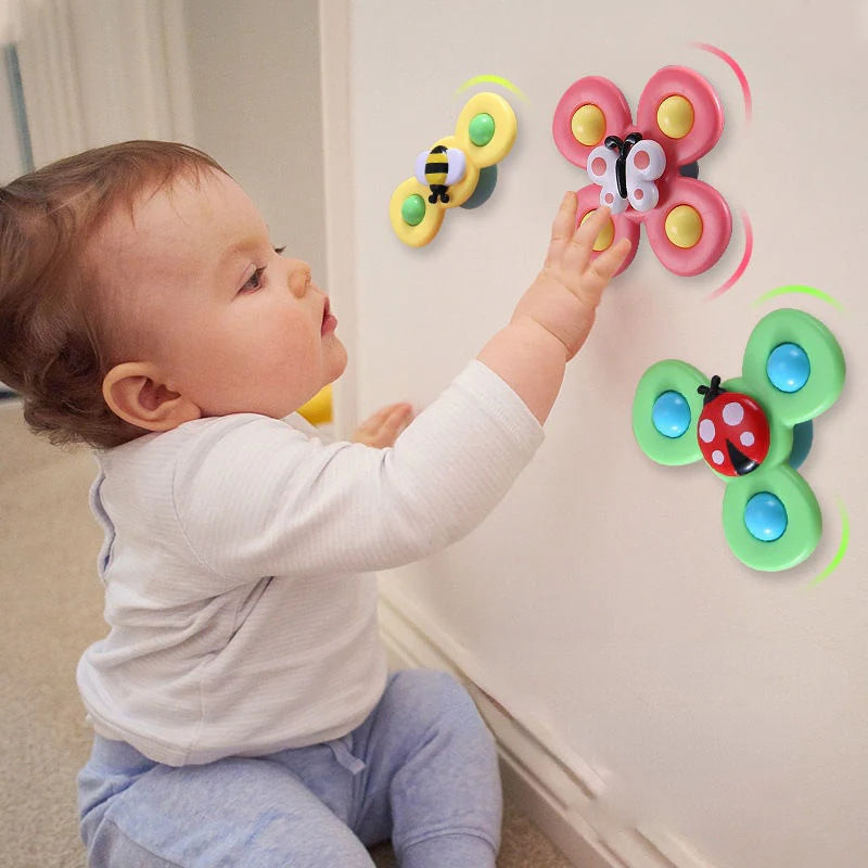 PurePlay Montessori Spinner Speelgoed | Zuignap sensorisch speelgoed voor baby's - geweldig voor tafels, ramen & kinderstoelen