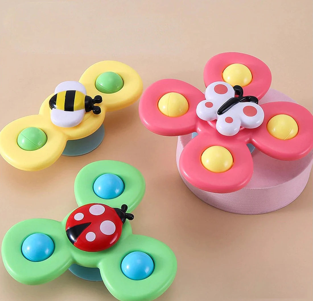 PurePlay Montessori Spinner Speelgoed | Zuignap sensorisch speelgoed voor baby's - geweldig voor tafels, ramen & kinderstoelen