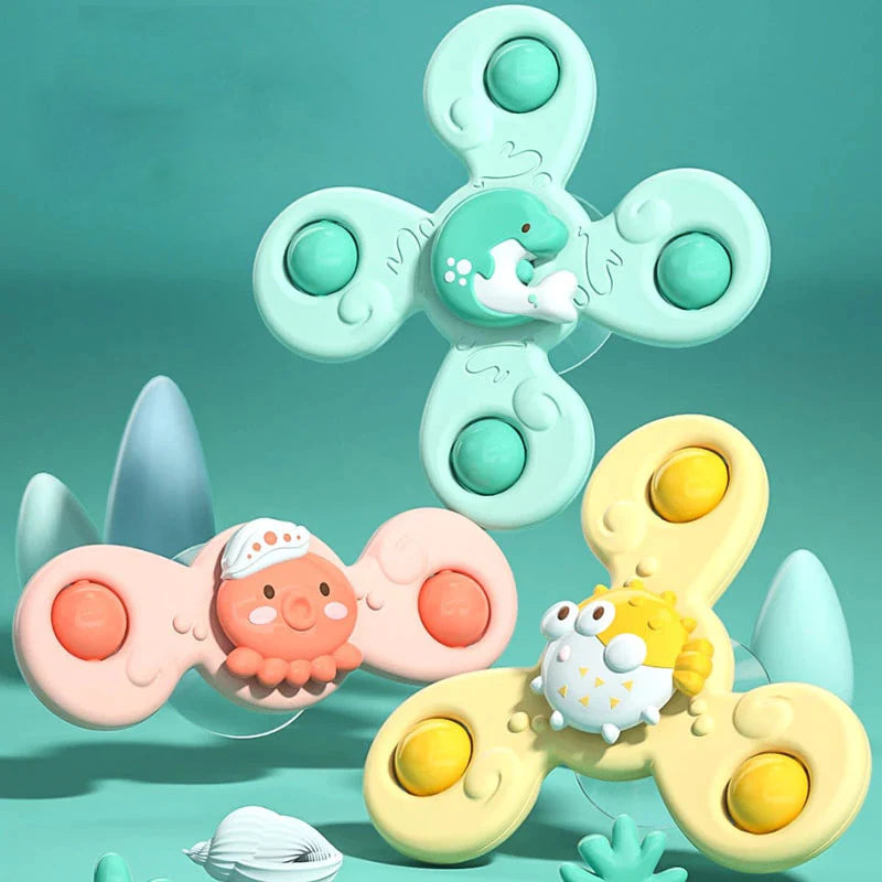 PurePlay Montessori Spinner Speelgoed | Zuignap sensorisch speelgoed voor baby's - geweldig voor tafels, ramen & kinderstoelen