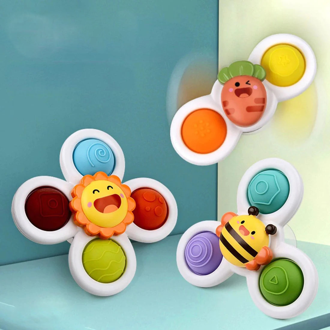 PurePlay Montessori Spinner Speelgoed | Zuignap sensorisch speelgoed voor baby's - geweldig voor tafels, ramen & kinderstoelen