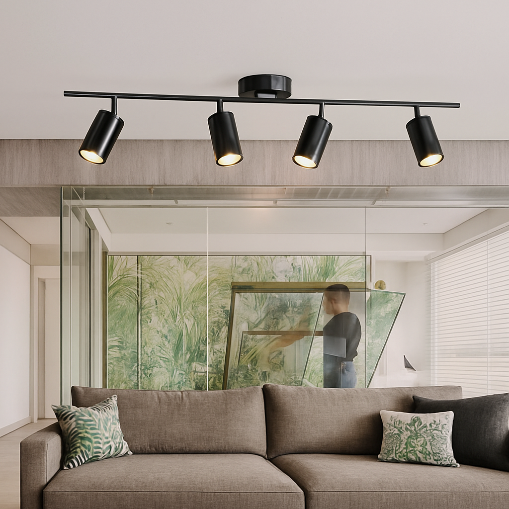 Barre spots LED in zwart of goud aluminium Mounted