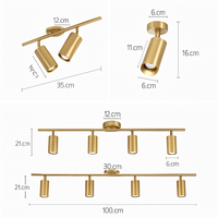 Barre spots LED in zwart of goud aluminium Mounted