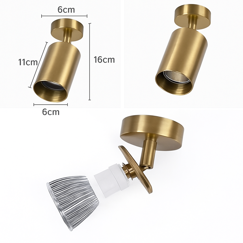 Barre spots LED in zwart of goud aluminium Mounted