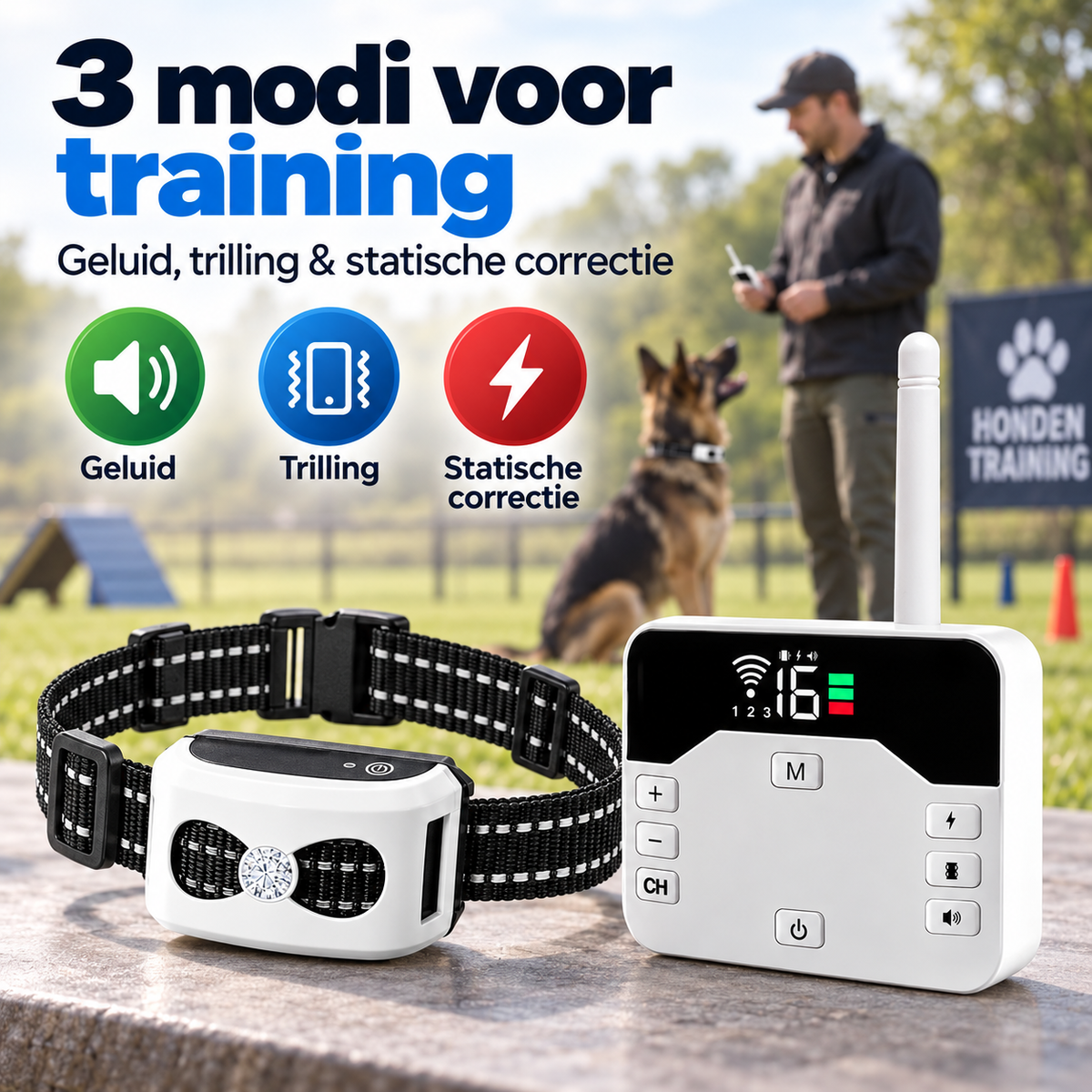 Professionele Trainingshalsband voor Hondenschool & Trainer – 2-in-1 met Bereik tot 300 m