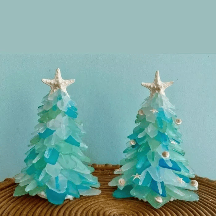 Sea Glass ChristmasTree | Handgemaakte unieke zeeglas esthetiek voor kerst
