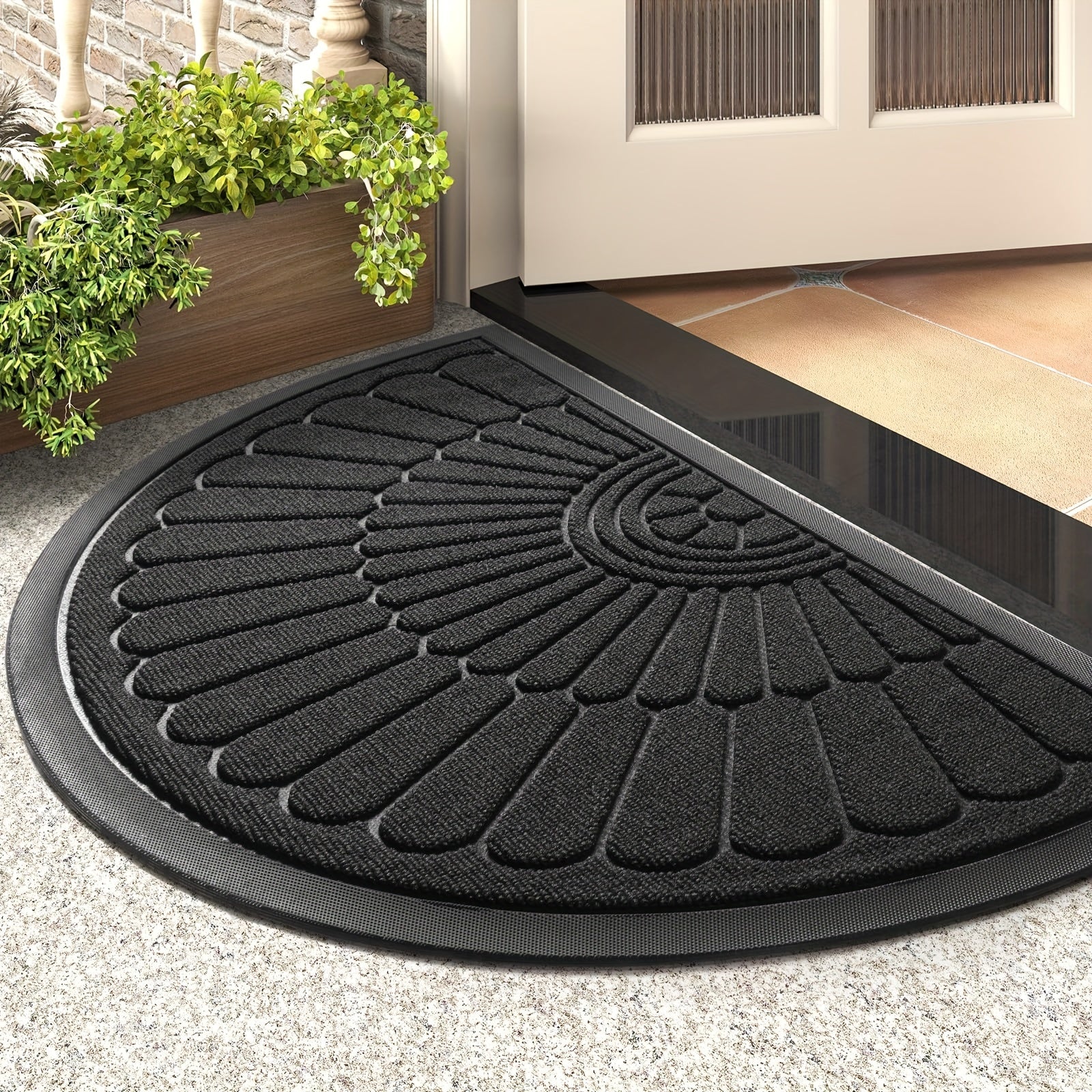 Duurzame Rubber Deurmat - Halfronde Ontwerp voor Buiten en Binnen