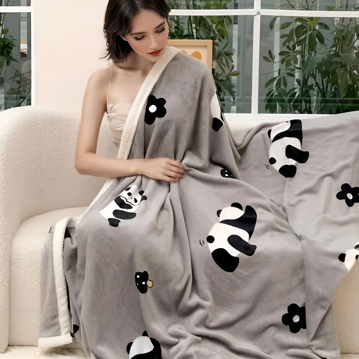 PandaSnug Deken - Zachte en warme panda-print flanellen fleece deken | Brehn