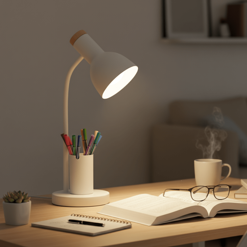 BRIGHTHOLD – Moderne LED Tafellamp met Pennenhouder voor Bureau & Thuis