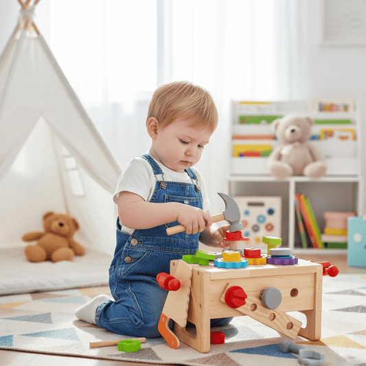 Houten Handwerk Kinder Gereedschapskist – Houten Gereedschapskist Creatief Spel Motoriek Vanaf 6 Maanden