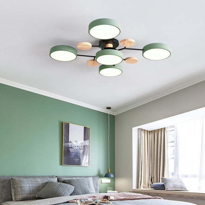 Muto Plafondlamp Hout Modern Rond LED Wit Slaap-/Woonkamer