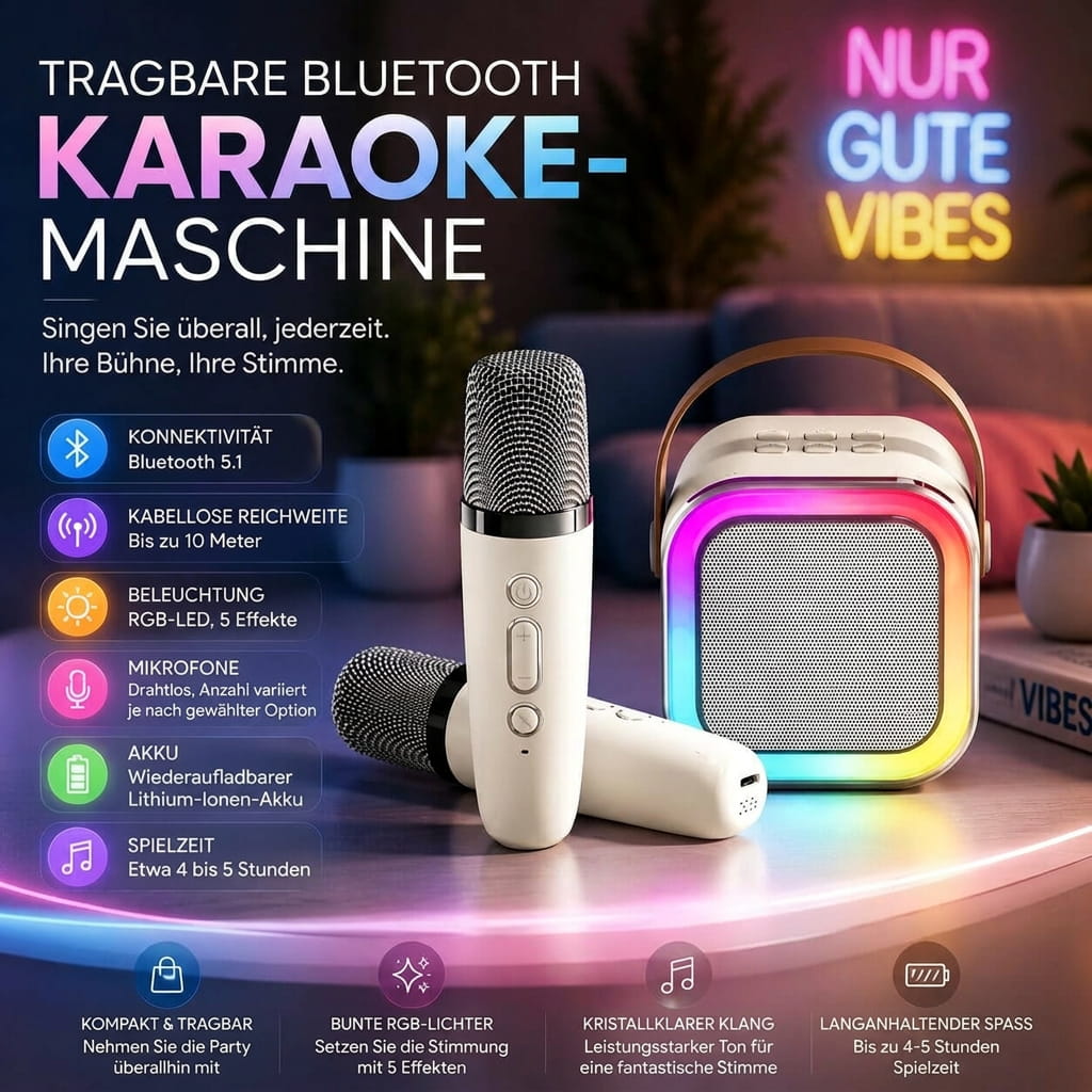 Bluetooth Karaoke Machine met Microfoon | Sangesse
