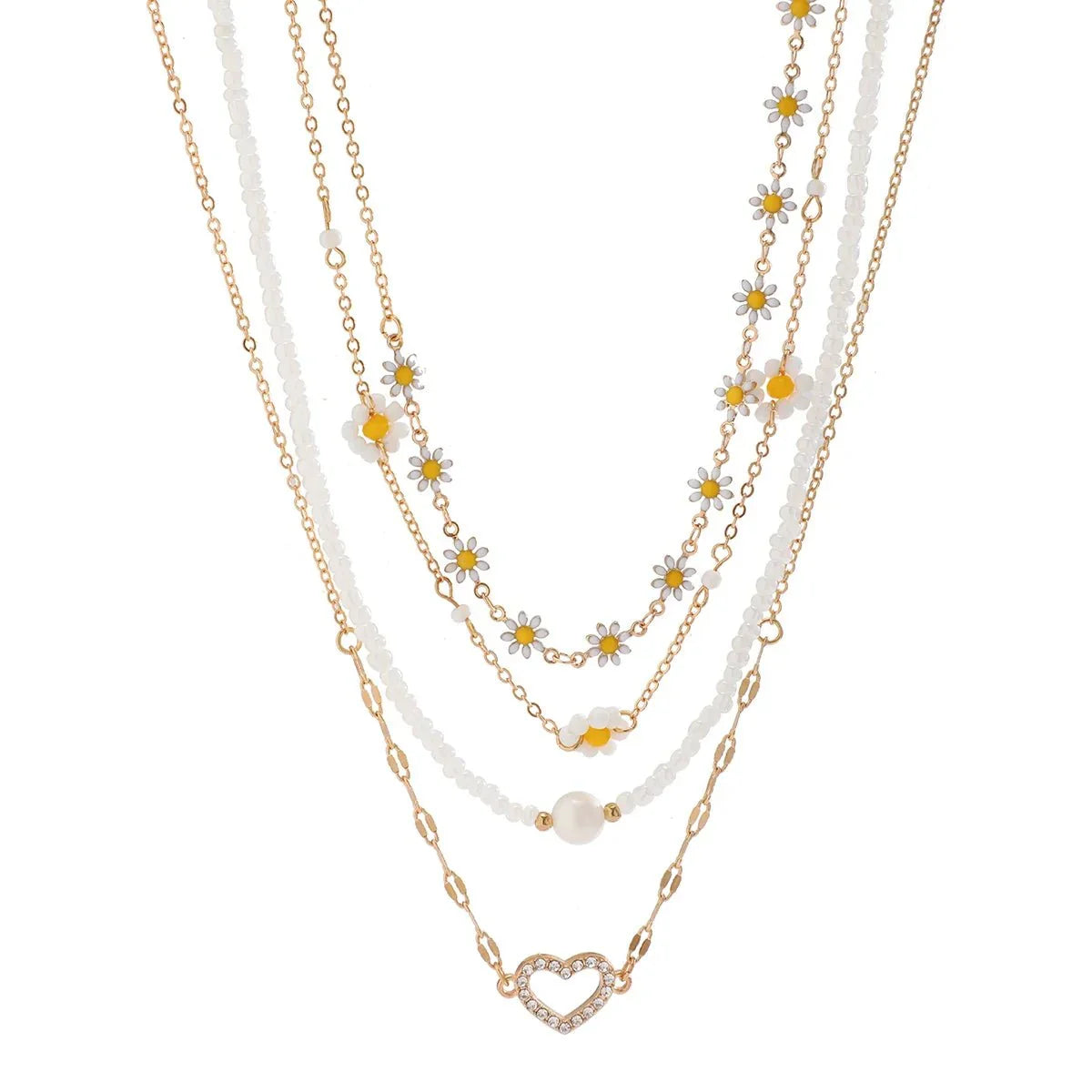 Brehn | Boho Lente Margriet Halsketting Stapel