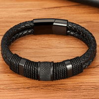 Armband in geweven leren stijl
