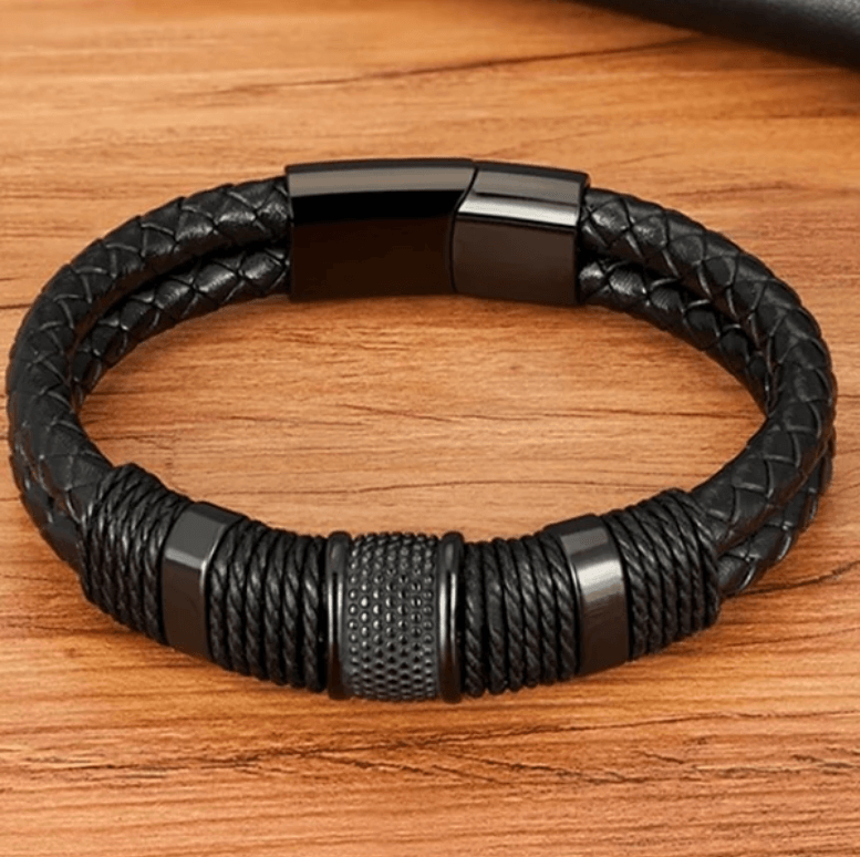 Armband in geweven leren stijl