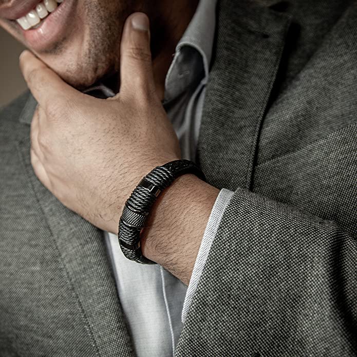 Armband in geweven leren stijl