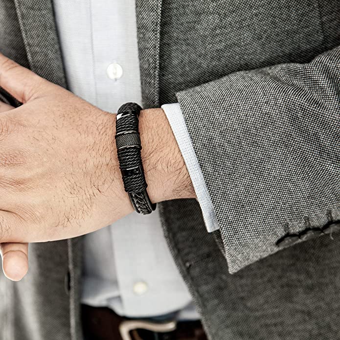Armband in geweven leren stijl