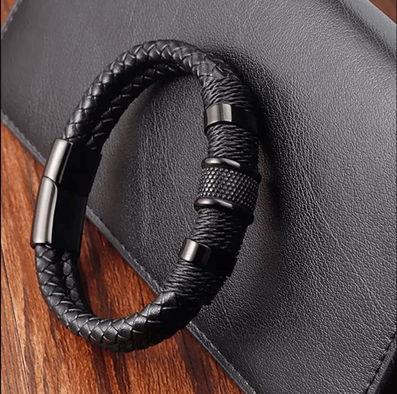 Armband in geweven leren stijl
