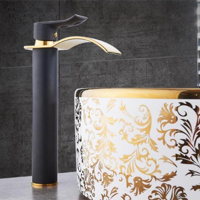 NovaFlow Gouden Witte Waterval Kraan Met Enkele Handgreep