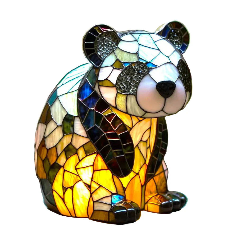 Artistieke plafondlamp met dierenmotief in glas